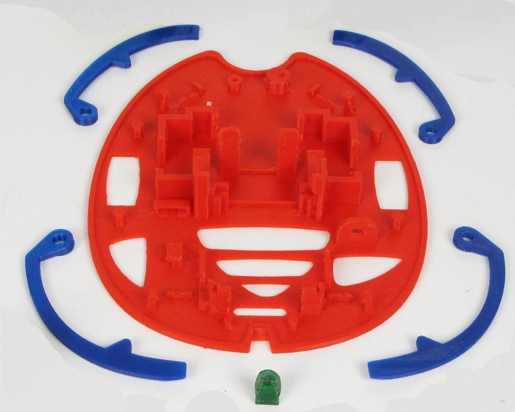 Impression 3D 6 pièces à imprimer: - Châssis en PLA: pièce contenant toutes les fonctions de positionnement et de clipsage des éléments constituant le robot => Le châssis doit être minutieusement