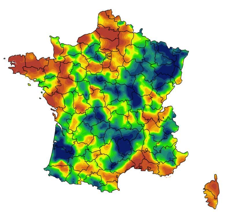 Semi-variance Cartographie de la richesse bactérienne à l échelle de la France Richness