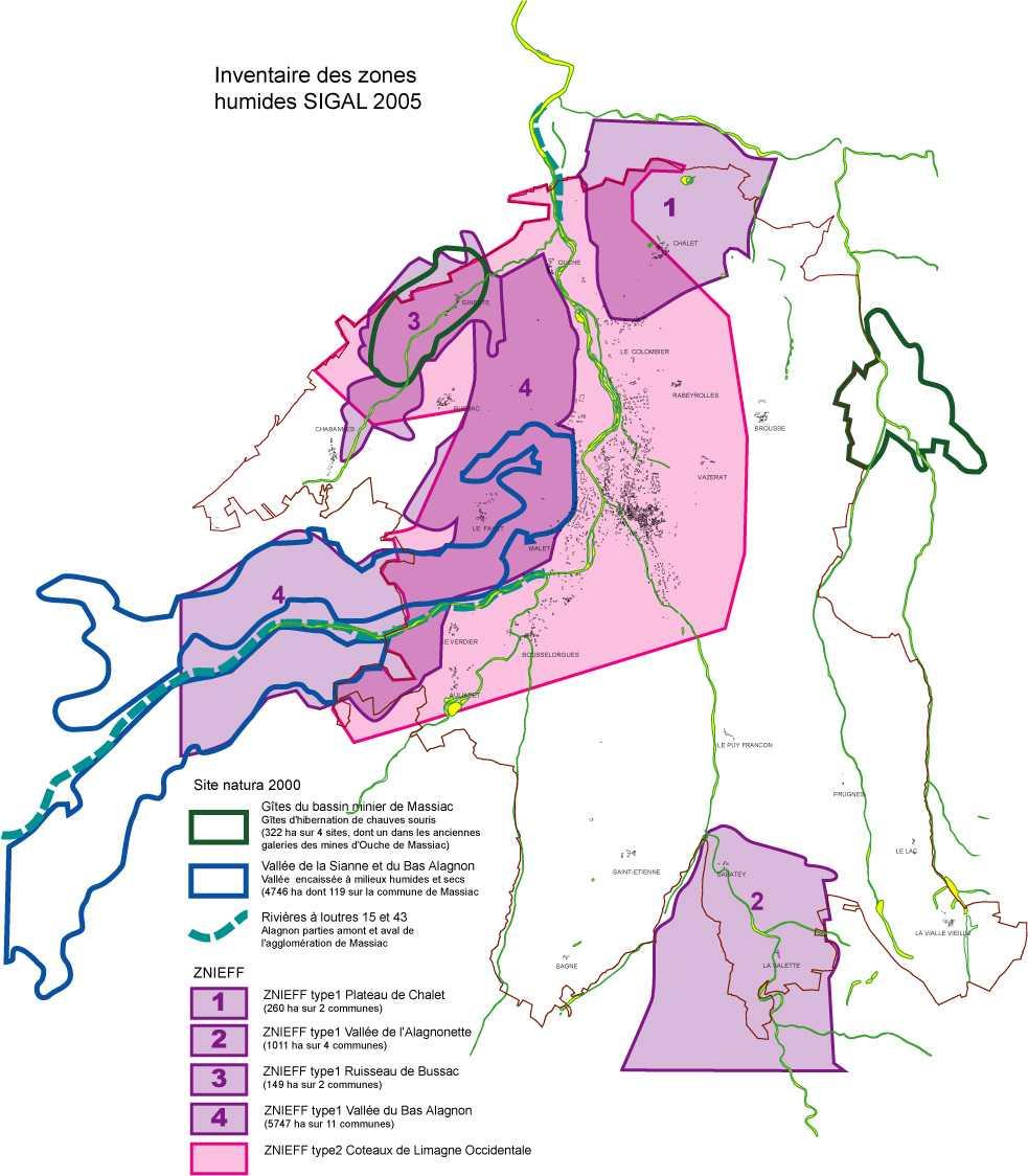 Elaboration du Plan Local d Urbanisme de MASSIAC 2b Milieux naturels sensibles La Commune MASSIAC est concernée par plusieurs protections