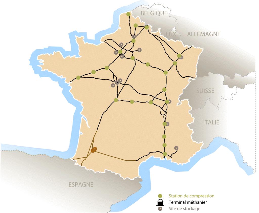 Le réseau de transport Ø GRTgaz exploite 32200 km, soit 4/5e du réseau en France Ø Des