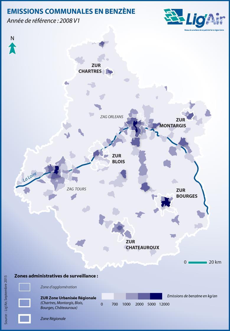 Les points de mesure Une première étape consiste à déterminer les secteurs en région Centre-Val de Loire où les émissions sont les plus importantes.