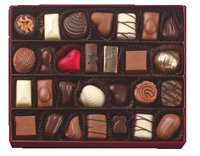 28 chocolats assortis Boîte rouge en cuir Net: