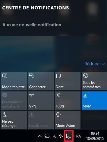 Modifier les paramètres de notification et d action Le centre de notifications de Windows 10 vous permet de rechercher vos notifications et les actions rapides.