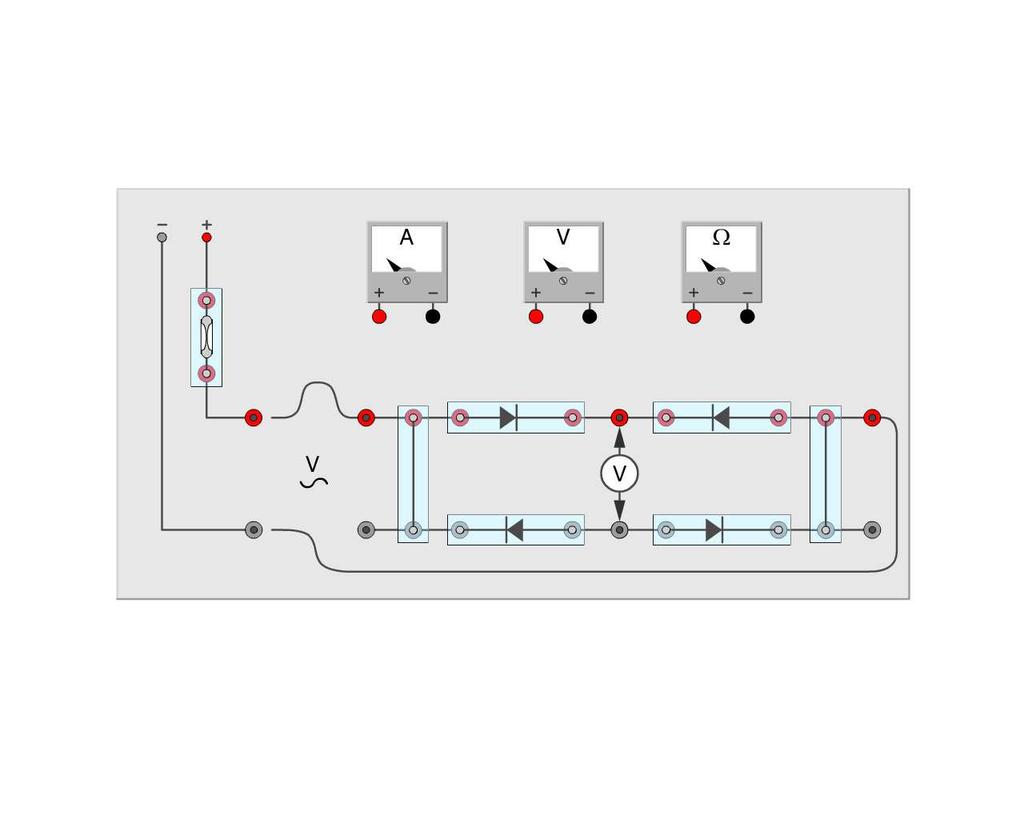 L alternateur - BasElalternexer09.swf - 2006-04-10-10:42 Exercice Courant dans un redresseur à diodes 1. Connectez les composants conformément à l illustration. 2. Le courant alternatif est créé dans les deux fils lorsque vous les branchez sur les bornes positive et négative, puis que vous permutez les connecteurs.