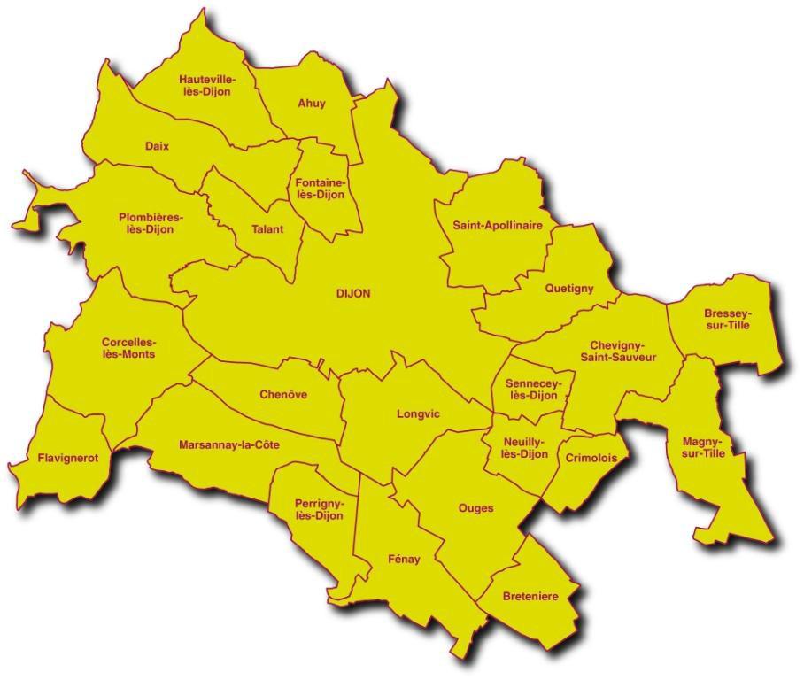 La Communauté Urbaine du Grand Dijon - 24 communes - 252