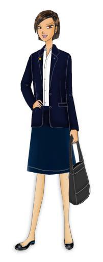 Cette tenue «Grand uniforme» est définie ainsi : Pour les filles : jupe, chemisier, veste, blason, collant bleu marine ou chair, chaussures