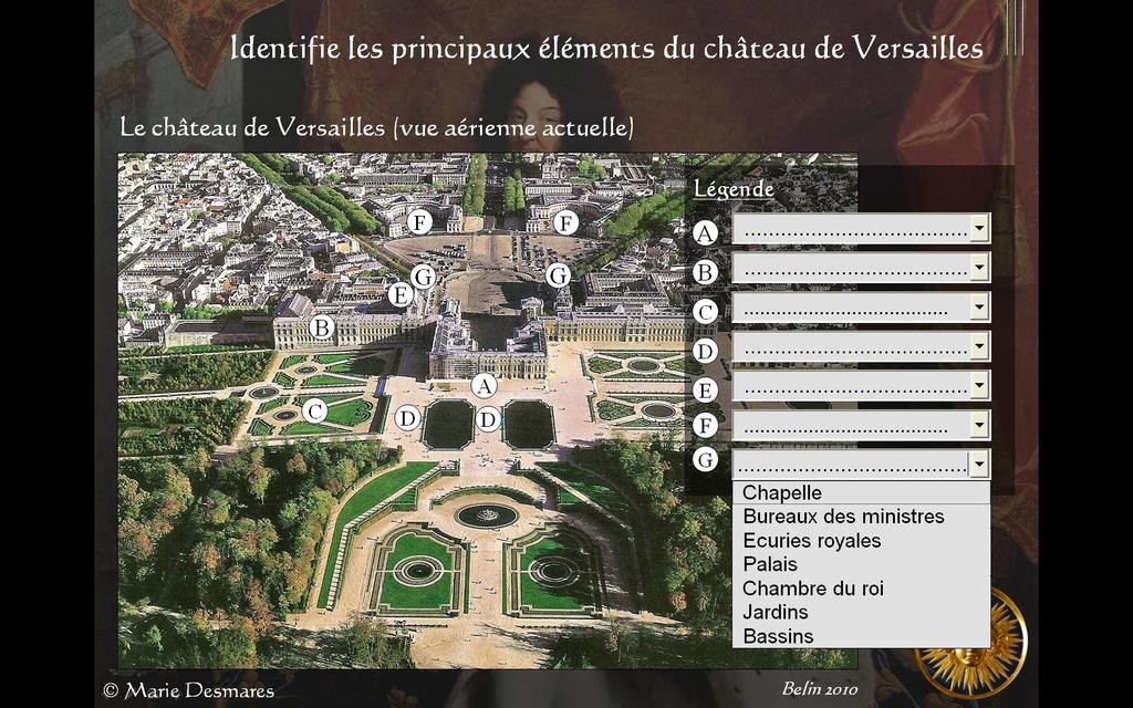 Identifie les principaux éléments du château de Versailles Le château de