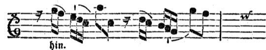 6 Les triolets sonnent très différemment, lorsque la première note est jouée toute seule en tirant d'un coup rapide, et les deux autres liées ensemble en poussant.