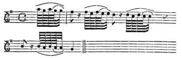 Du trille Dans le premier exemple, il est d'usage de ne pas jouer chaque note séparément, mais de prendre chaque temps ensemble dans un seul coup d'archet, en soulevant l'archet sur le point, et en