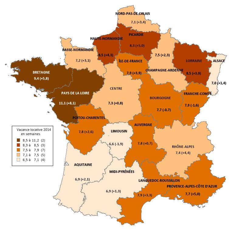 Languedoc Roussillon (+ 3.3 % par an), dans le Nord Pas de Calais (+ 3.4 % par an) et en Poitou Charentes (+ 2.