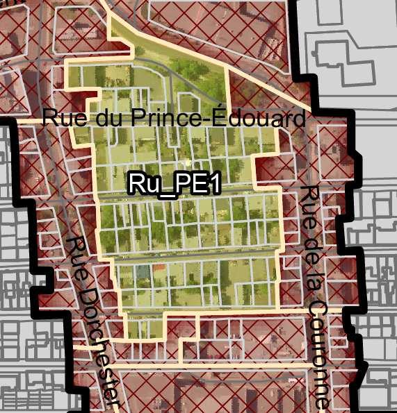 Plan des affectations détaillées du PPU Ru_PE1 Usages autorisés Habitation