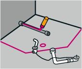 Les tuyaux haute température peuvent être coupés à la dimension requise pour le raccordement entre la robinetterie de baignoire et le raccordement mural.