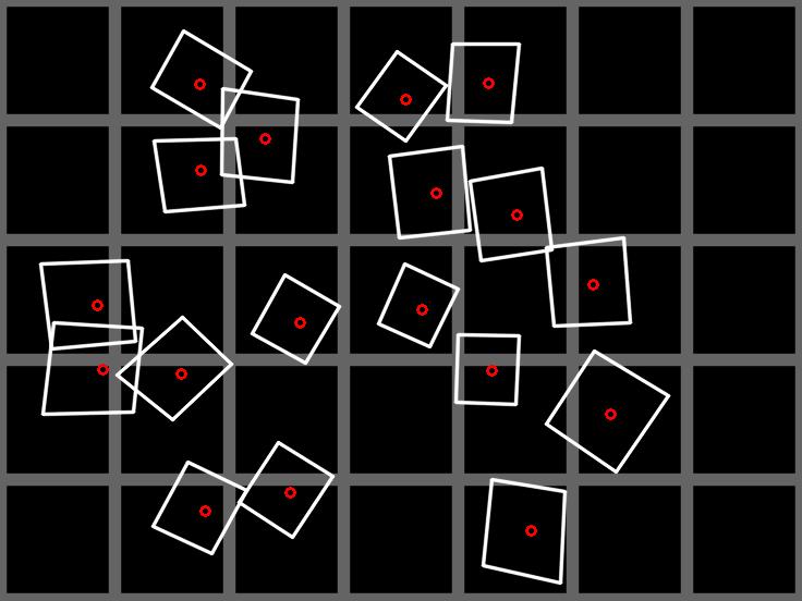 8 À gauche, le résultat de notre algorithme de sélection sur un jeu d images ueye (en haut, 9 images