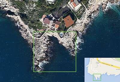 Section B.1 - Mission terrain au Cap de Nice - Été 2013 177 (a) Vue satellite (Google Maps) et aérienne (Bing Maps) du Cap de Nice. La zone d étude est délimitée par le cadre vert.