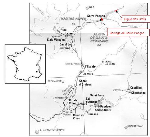 Le barrage de Serre-Ponçon dans son environnement Implanté sur les départements des Alpes de Haute Provence et des Hautes Alpes à la confluence de la Durance et de l Ubaye.