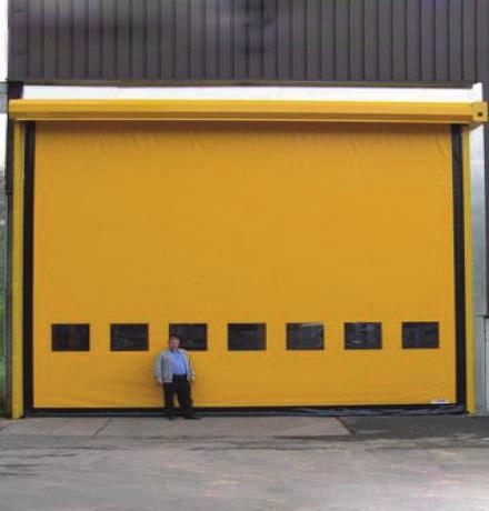PORTE RAPIDE AUTORÉPARABLE Cette porte à enroulement rapide, compacte et silencieuse, est destinée à une utilisation en extérieur de bâtiments industriels ou publics.