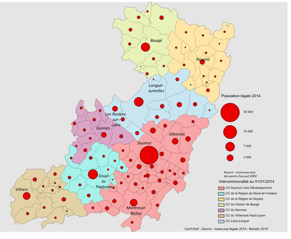 Le territoire Couverture géographique Le territoire de Saumur couvre 101 communes relevant de 7 intercommunalités.