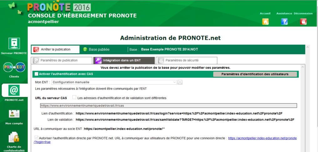 Renseigner l URL du serveur CAS : https://www.environnementnumeriquedetravail.fr/cas Note : L ENT académique ne figure pas parmi la liste des ENT prédéfinis.