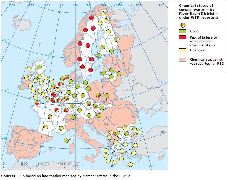 Etat chimique des eaux de surface Suite au 1 er rapportage européen de 2010 En
