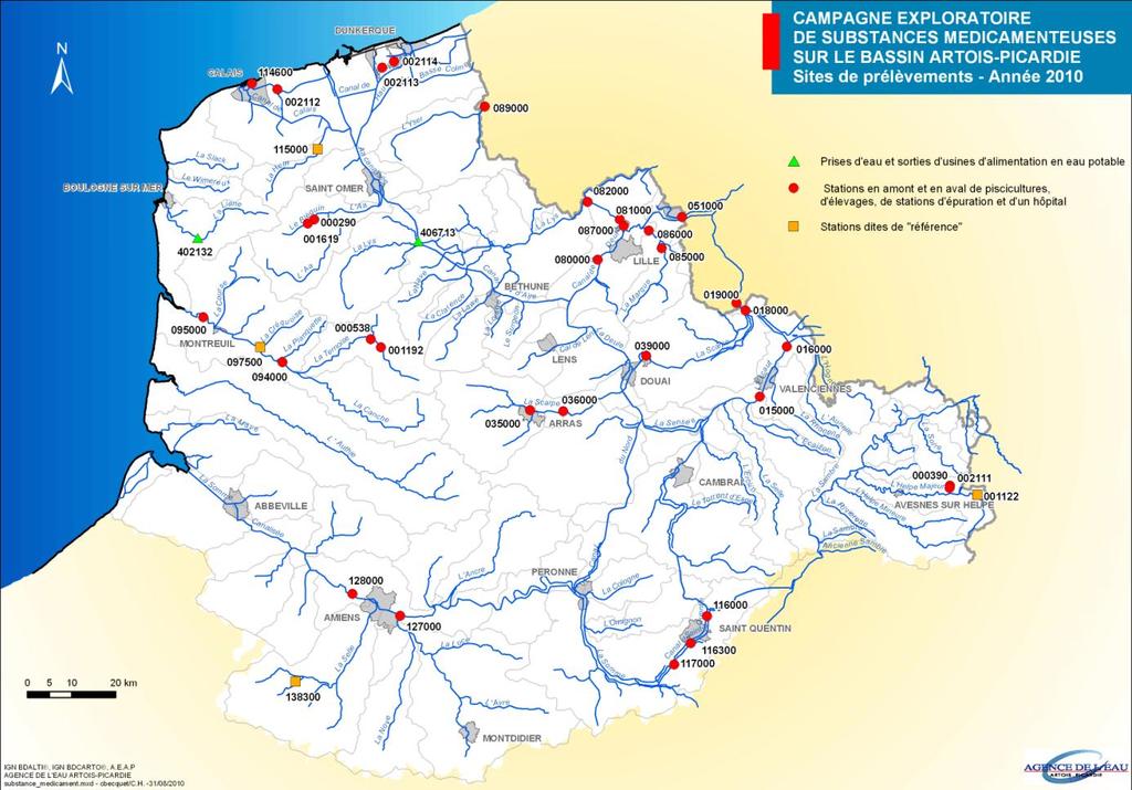 Recherche de résidus médicamenteux dans les cours d eau du bassin Artois-Picardie Une campagne