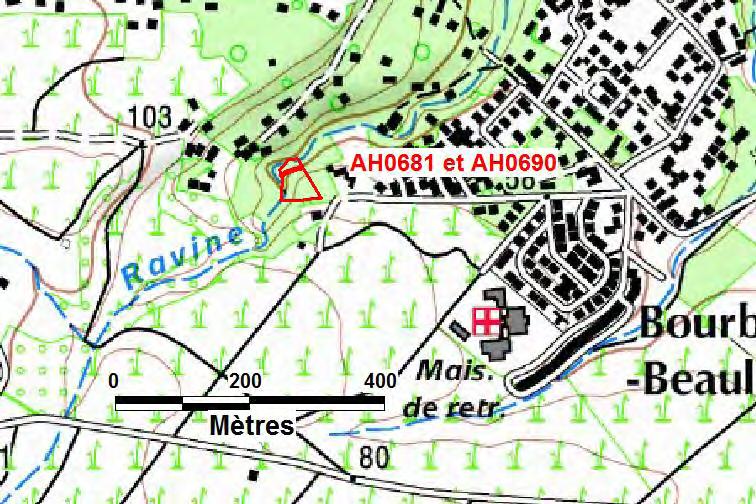 Parcelles AH0681 et AH0690 Bourbier - Beaulieu Localisation Figure 6 Localisation des parcelles AH0681, AH0690 ( IGN, Scan 25 ) Objet de la demande de la mairie de Saint-Benoît : Le propriétaire