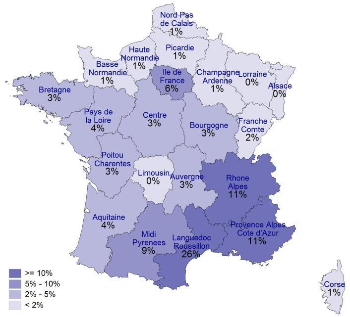 Répartition par groupe de bac et licence professionnelle Seuls 26% des diplômés ont obtenu leur baccalauréat en Languedoc-Roussillon, dont 15% dans le département de l Hérault.