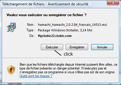 Si vous utilisez Internet Explorer une fenêtre comme celle ci s'ouvre.
