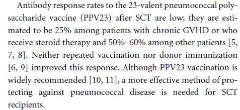 Vaccin pneumocoque PPV23: immunogénicité?