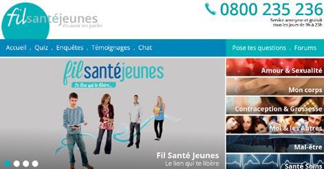 Les sites internet www.filsantejeunes.com Site d information à destination des jeunes dans le domaine de la santé (sexualité, nutrition, drogues, mal de vivre,...).