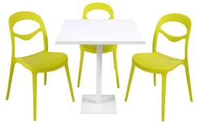ForYou 3 chaises Foryou /Foryou chairs 1 guéridon Snow White /Snow White pedestal table L.70 x l.70 x H.