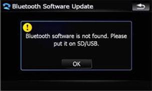 * Si le message «Bluetooth software is not found.» (montré ci-dessous) apparaît, appuyez sur «OK» et retirez votre carte SD.