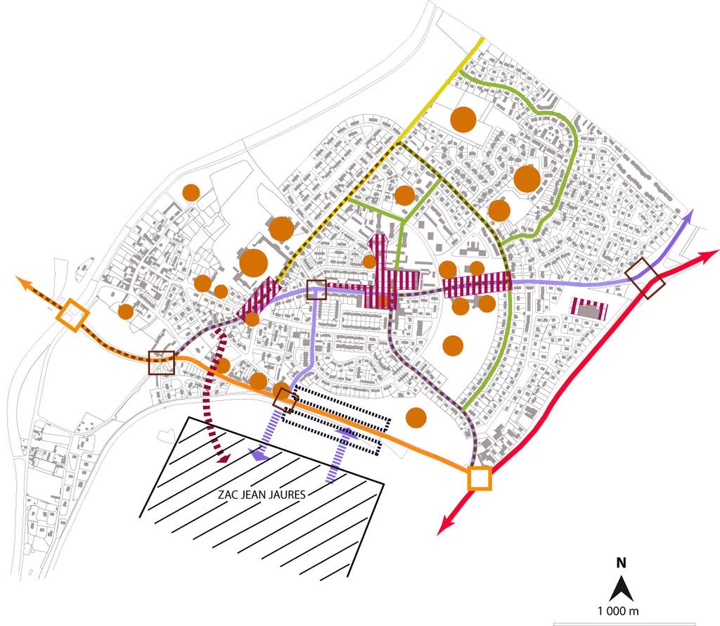 Carte 5 : L organisation de la voirie, une hiérarchisation des voies à préconiser 1 Définir des axes prioritaires pour une meilleure desserte locale : Un axe structurant routier majeur : Continuer sa