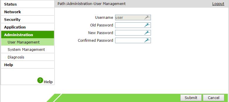 6- Administration 6.1 User Management (Gestion de l utilisateur) Suivez cette procédure pour modifier le mot de passe d accès à l interface de la Box : 1.