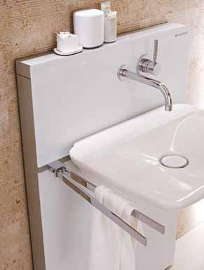 Porte-serviettes En plus de cet espace de rangement, il est possible de fixer un porte-serviettes sur le rail intégré au module du lavabo.