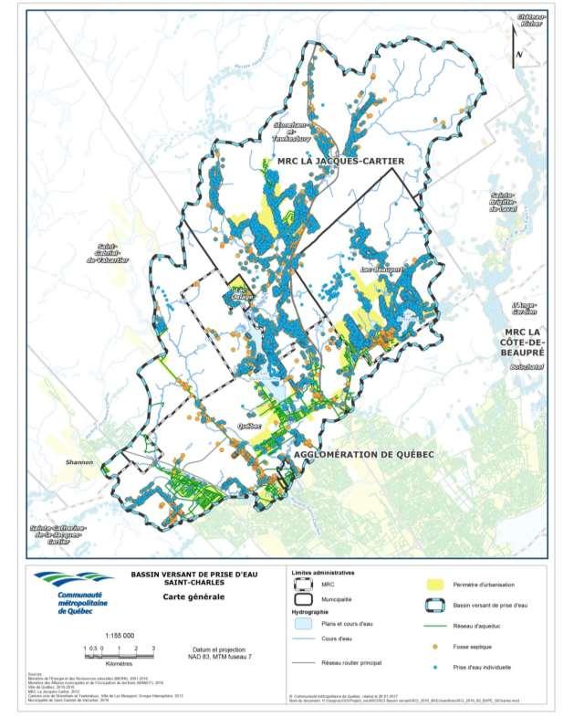 Figure 2 Carte du bassin versant de la prise d eau située dans la rivière Saint-Charles Dans le bassin versant de la