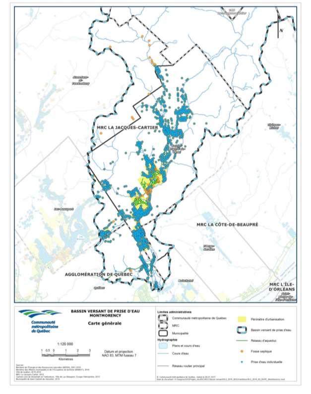 Figure 3 Carte du bassin versant des prises d eau situées dans la rivière Montmorency Dans le bassin versant des