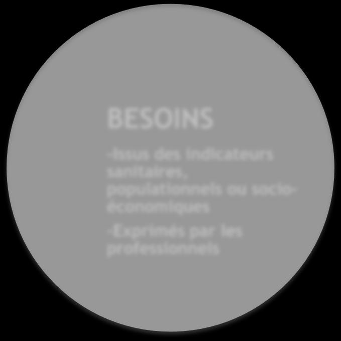 BESOINS -Issus des indicateurs sanitaires, populationnels ou socioéconomiques -Exprimés par les professionnels DEMANDES