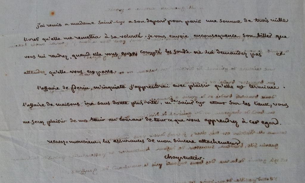 Verso de la même lettre, avec signature du général. Collection privée.