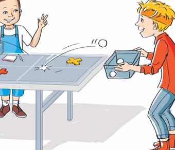 Face à la table, un des enfants fait rebondir la balle 1 fois sur sa table et l envoie en coup droit ou revers vers l autre camp, en visant la zone n 1 puis la n 2 lorsque la 1ère est atteinte, jusqu