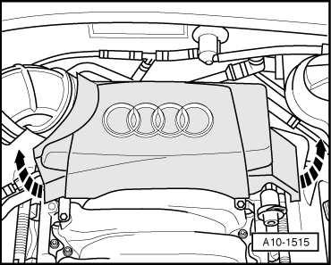 Page 4 of 5 Retirer le carénage arrière du moteur - flèches-. ATTENTION! Le système d'alimentation en carburant est sous haute pression!
