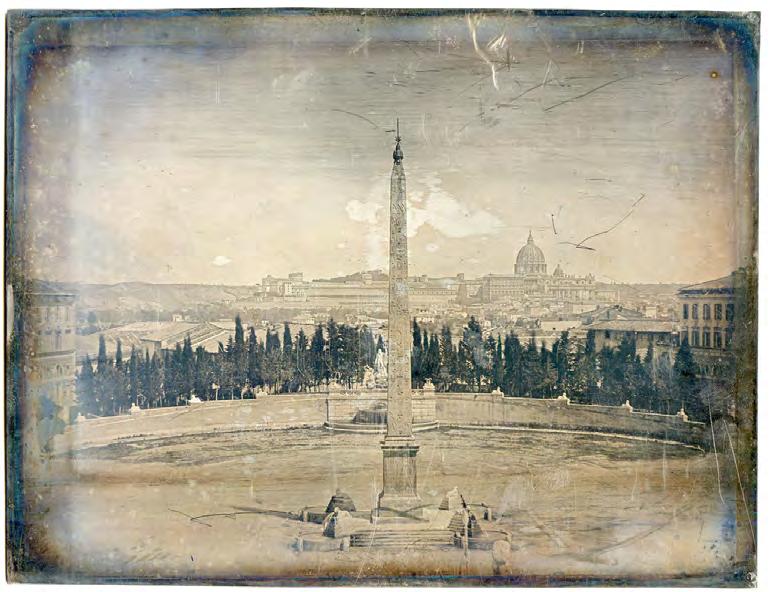 Lot 143 - PIERRE-AMBROISE RICHEBOURG (1810-1875) [attribué à] Piazza del Popolo, Rome, vers 1840-1842. Poinçon de plaquage d'argent : "40" estampé dans l'angle supérieur droit.