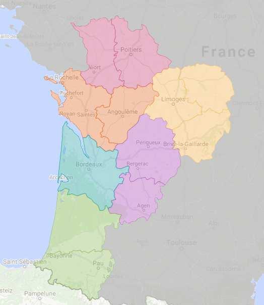 Maillage ge ographique 6 zones géographiques ont été définies sur la région Nouvelle-Aquitaine, qui pourront accueillir chacune a minima une station dans