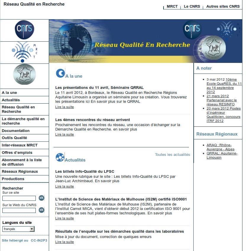 QeR sur le web http://qualite-en-recherche.cnrs.