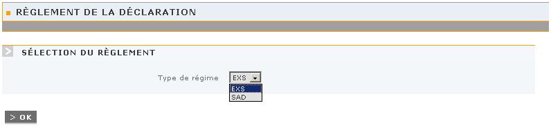 Export Cliquer sur >OK Un écran s affiche pour établir, selon la sélection dans la liste déroulante, une déclaration
