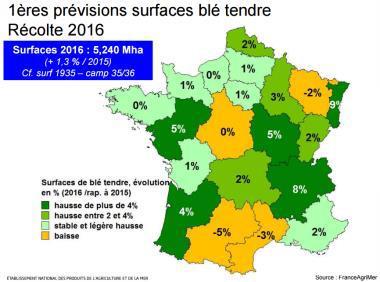 des surfaces de Blé tendre en France et en Europe France Europe 28 (1) 2014 5 010 24