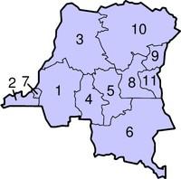 1.Bandundu 2.Bas-Congo 3.Équateur 4.KasaïOccidental 5.Kasaï-Oriental 6.Katanga 7.