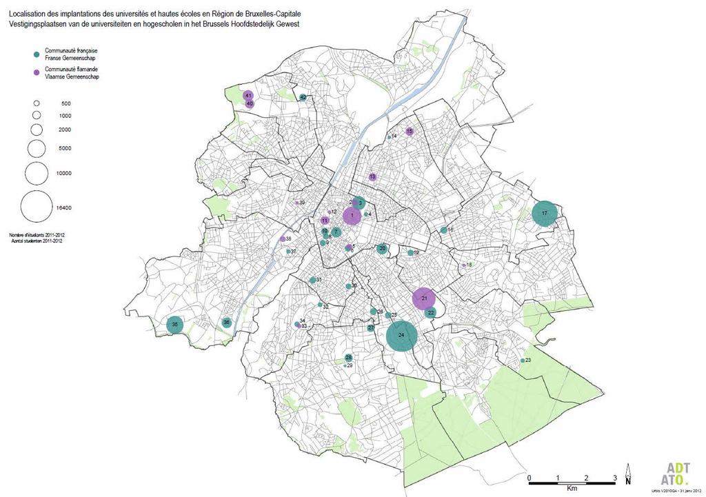 UNE LOCALISATION STRATÉGIQUE Bruxelles: cartographie de l enseignement supérieur IV AZ-