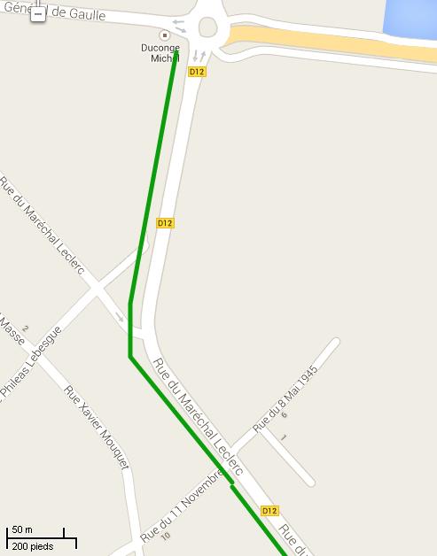 Section A : rondpoint D12/ rue du Général De Gaulle, Therdonne - intersection D12 / rue du 11 novembre, Therdonne // PK 0,4 +