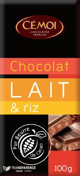 Chocolat au Lait & Céréales Croustillantes 100 g N GENCOD DIMENSIONS (mm) CODE