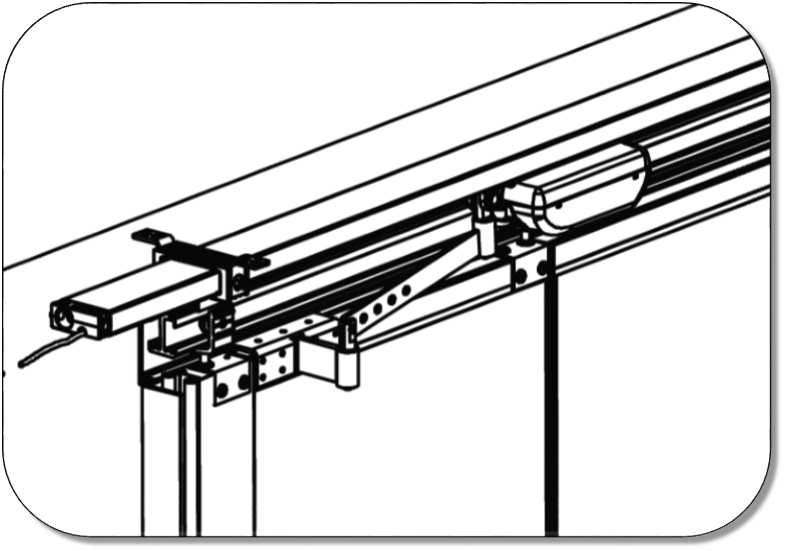 Pose du rail moteur : Montage 9,10,11 ou 12: Rail en applique sur le plafond, parallèle au linteau.